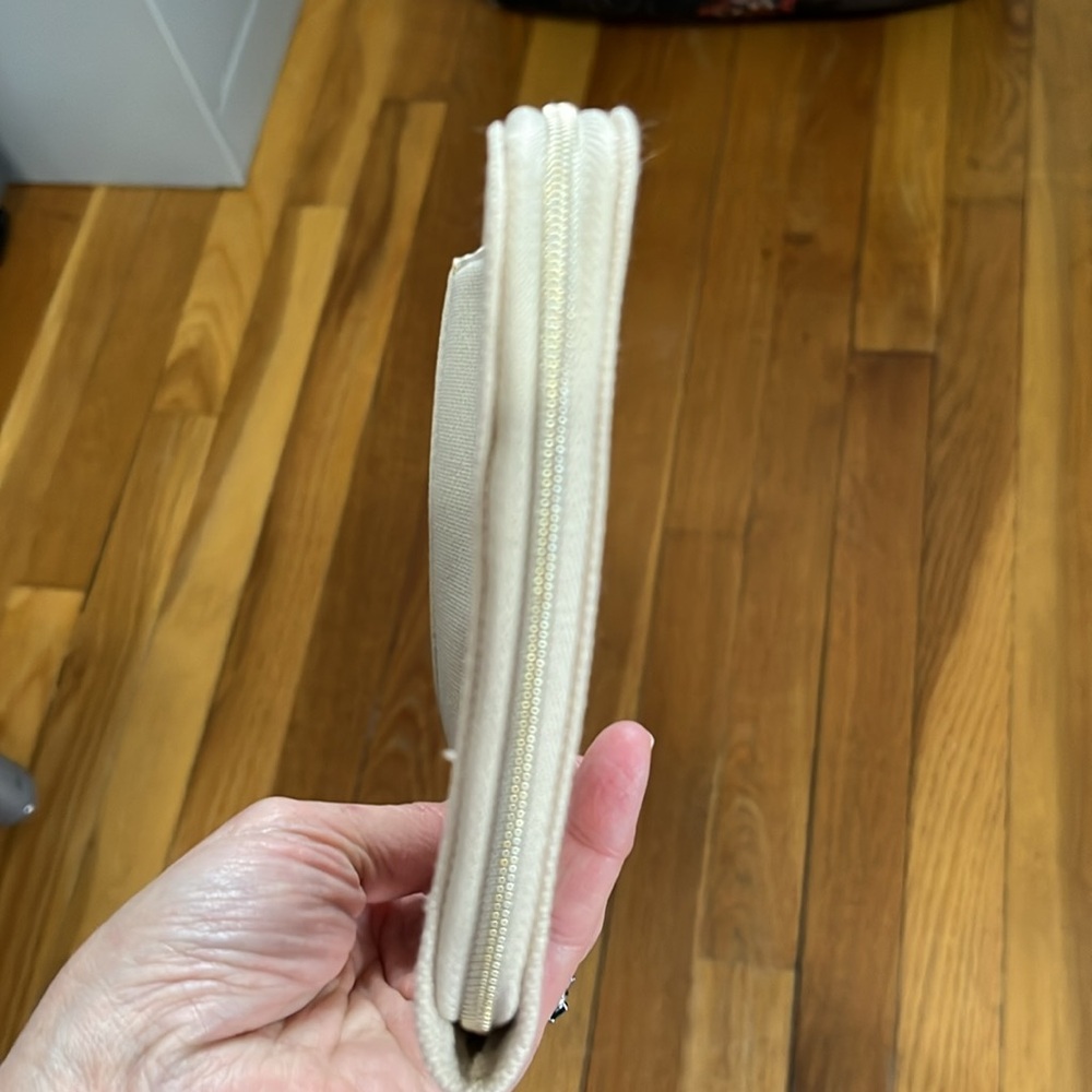 Dior CD Logo Expandable Canvas Clutch Makeup Pouch Cosmetic Bag Beige NWOT - Picture 11 of 14